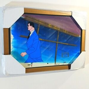 Vintage Superman Animation cell Production Art, 12.25×17.5, Blue + Gold Frame.
